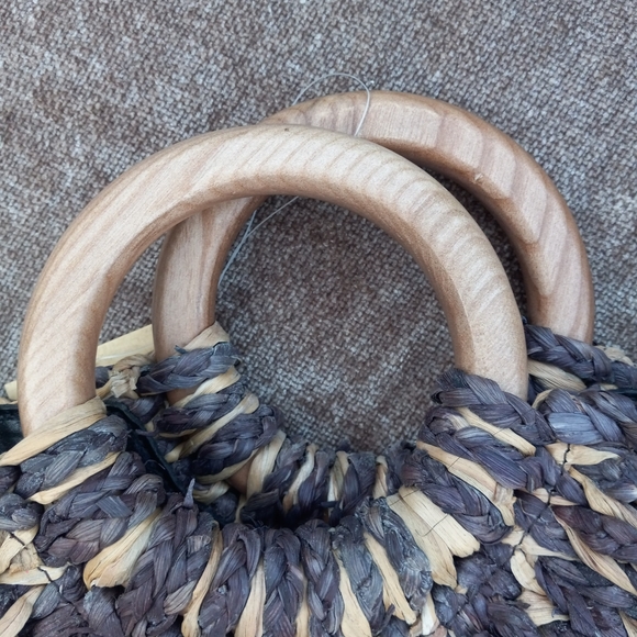 NWT PATRICIA NASH WOVEN STRAW TOTE BAG // CROSS BODY BAG WITH LEATHER STRAP - Picture 7 of 16